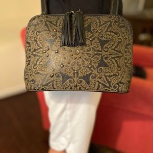 Brighton Ferrara Rare Rafaela Vella Nova Black Bronzed Studded Crossbody